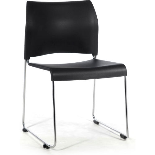National Public Seating Cafetorium Plastic Stack Chair 20"W X 19.25"D X 30.75"H Black/Chrome