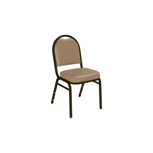 NPS Banquet Stacking Chair - 2" Vinyl Seat - Dome Back - Beige Seat with Brown Frame