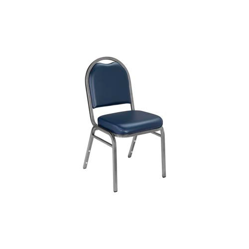 NPS Banquet Stacking Chair - 2" Vinyl Seat - Dome Back - Blue Seat with Silver Frame