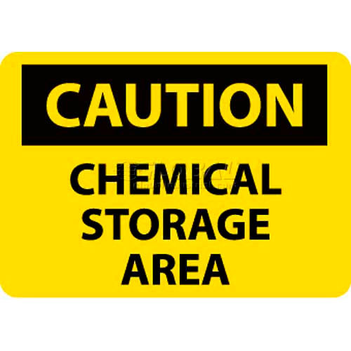NMC C126RB OSHA Sign, Caution Chemical Storage Area, 10&quot; X 14&quot;, Yellow/Black