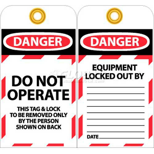 NMC LOTAG10-25 Tags, Do Not Operate, 6&quot; X 3&quot;, White/Red/Black, 25/Pk
