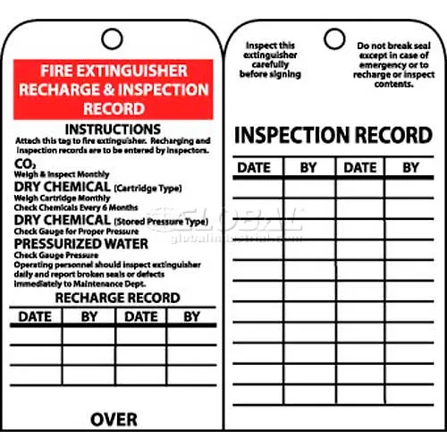 Nmc Rpt26 Tags, Fire Extinguisher Recharge And Inspection Record, 6