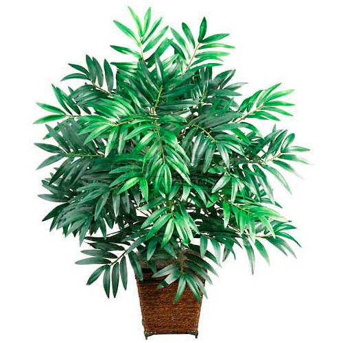 Nearly Natural Bamboo Palm with Wicker Basket Silk Plant