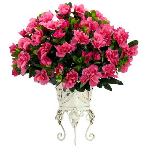 Nearly Natural Azalea with Metal Planter Silk Plant