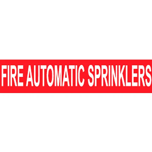 NMC™ Pressure Sensitive Pipe Marker, Fire Automatic Sprinklers, 9"W x 2-1/4"H, Pack of 25