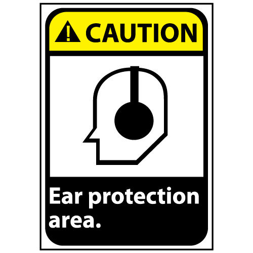 Caution Sign 14x10 Vinyl - Ear Protection Area