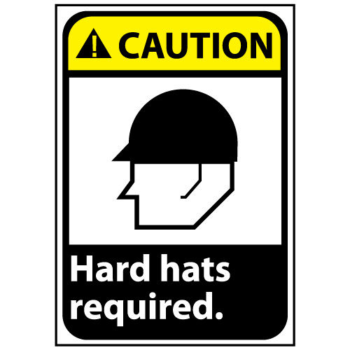 Caution Sign 14x10 Aluminum - Hard Hat Required