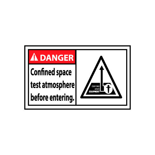 Graphic Machine Labels Danger Confined Space Test Atmosphere Before