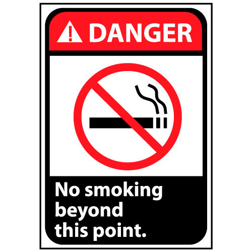 Danger Sign 10x7 Rigid Plastic - No Smoking Beyond This Point