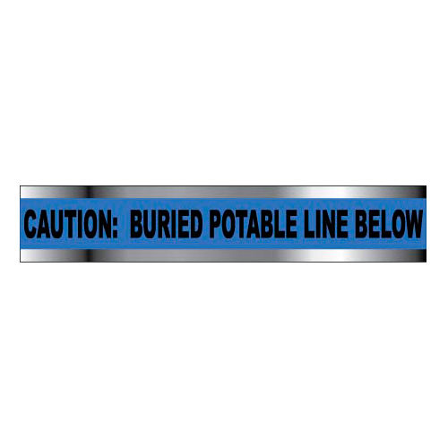 Detectable Underground Warning Tape - Caution Buried Potable Line Below - 3&quot;W