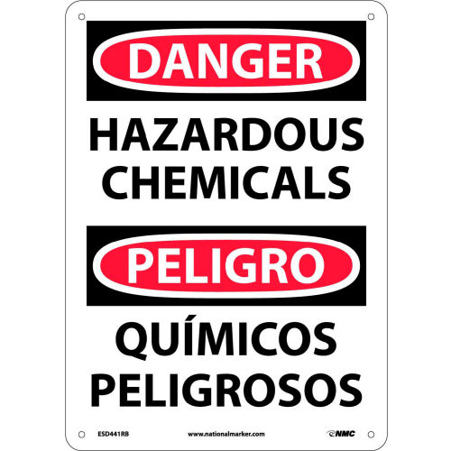 Bilingual Plastic Sign - Danger Hazardous Chemicals