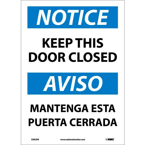 Bilingual Vinyl Sign - Notice Keep This Door Closed