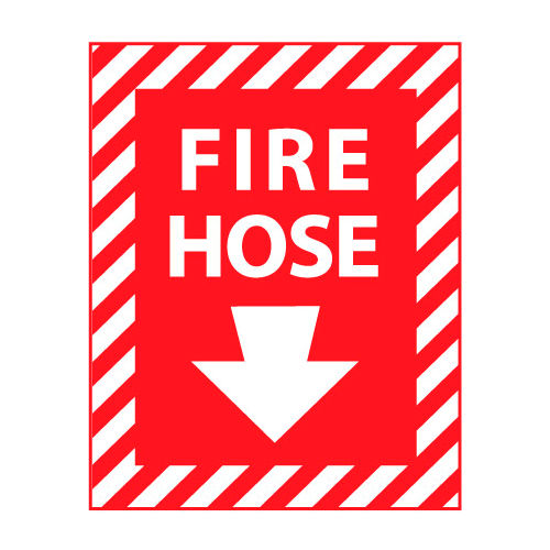Fire Safety Sign - Fire Hose with Down Arrow - Vinyl