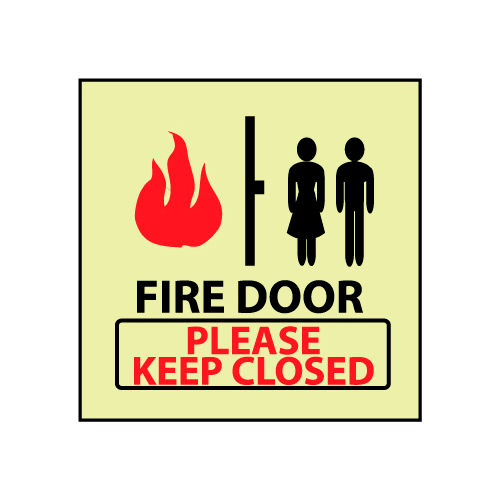 Glow Sign Rigid Plastic - Fire Door Please Keep Closed