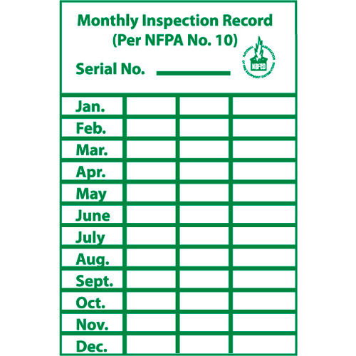 Monthly Inspection Record Label