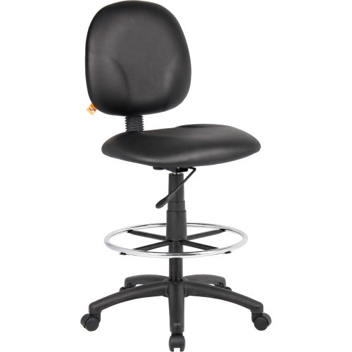 Interion&#174; Drafting Stool with Footring - Vinyl - Black