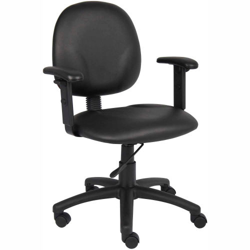 Boss Office Task Chair with Arms - Vinyl- Mid Back - Black
																			
