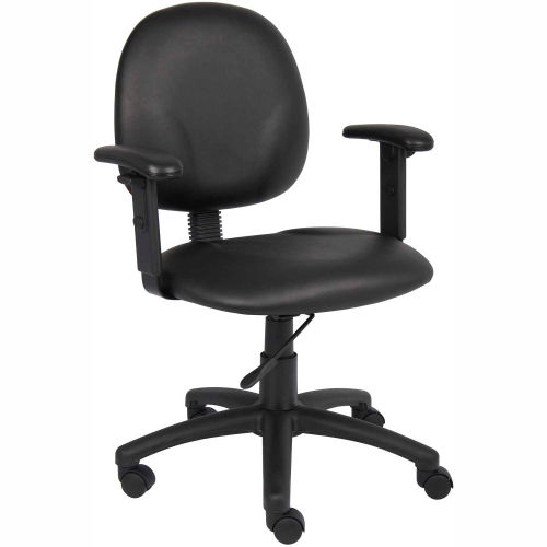 Boss Office Task Chair with Arms - Vinyl- Mid Back - Black