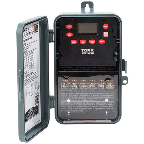 NSI TORK® EW103B 7 Day Digital Timer One Channel 40A 120-277V DPST Indoor/Outdoor Plastic Encl