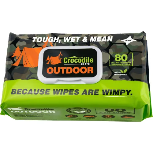 Crocodile Cloth® Biodegradable Outdoor Cleaning Cloth Wipes, 80 Wipes/Pack - Pkg Qty 8