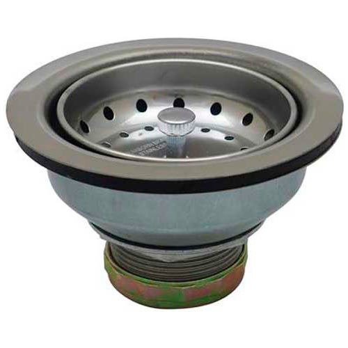 Dearborn Brass 18 Sink Basket Strainer SS Body and Basket, Deep Locking Cup, Neo. Stopper, 33/4