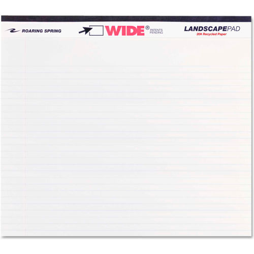 Roaring Spring&#174; Landscape Format Writing Pad 74500, 11&quot; x 9-1/2&quot;, White, 40 Sheets/Pad