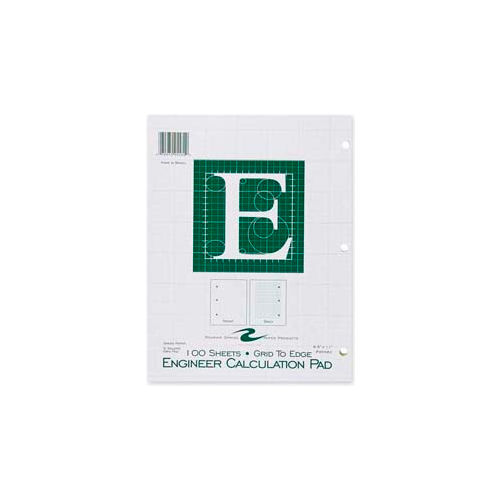 Roaring Spring® Engineering Calculation Pad, 8-1/2" x 11", Quad Ruled, Green, 100 Sheets/Pad