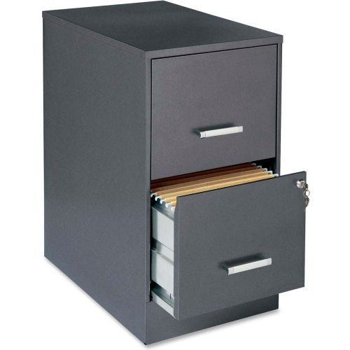 Lorell® 22" Deep 2-Drawer File Cabinet, Metallic Charcoal