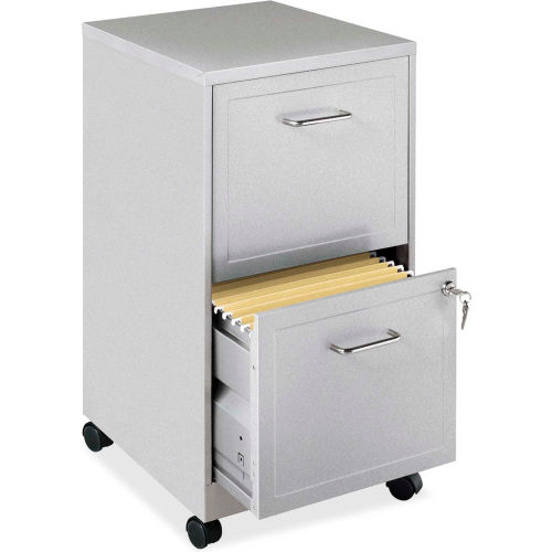 Lorell&#174;  18&quot; Deep 2-Drawer Mobile File Cabinet, Metallic Silver