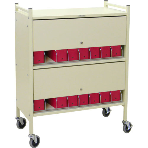 Omnimed® Standard Vertical Cabinet Chart Rack with Locking Panel, 16 Binder Capacity, Beige