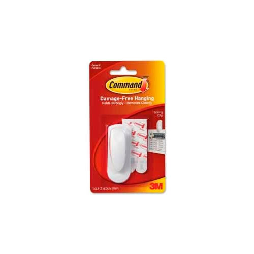 3M&#8482; Command&#8482; Spring Clip with Adhesive Strips, White, 1 Pack