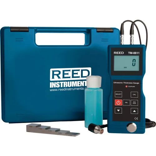 REED Ultrasonic Thickness Gauge Kit with 5-Step Calibration Block, 0. ...