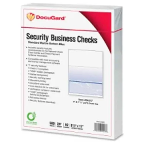 Docugard Security Business Checks With Marble Top 8-1/2" X 11" Blue 500 ...