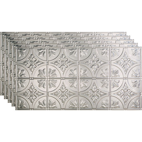 Fasade Traditional Syle # 2 - 48-3/8" x 24-3/8" PVC Glue Up Tile in Brushed Aluminum - PG5108