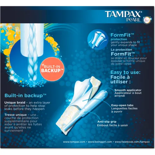 Tampax® Pearl Tampons, Regular, 36/Box, 12 Box/Carton