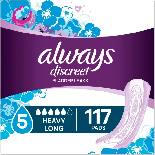 Always® Discreet Sensitive Bladder Protection Pads, Heavy Absorbency, Long,  39/Pack, 3 Packs/Carton