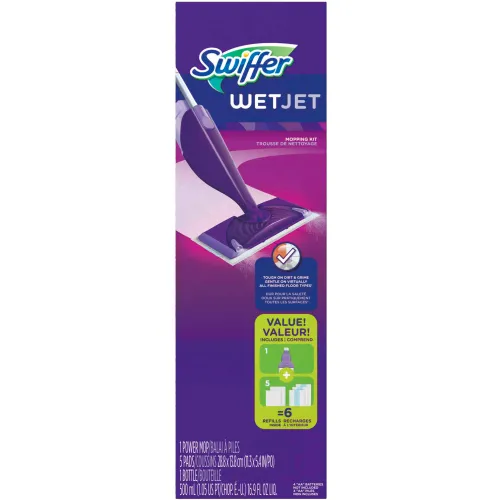 Swiffer® WetJet Mop Starter Kit, 46 Handle - Silver/Purple - 92811KT