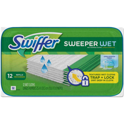 Swiffer Sweeper Wet Refill Cloths Open Window Fresh, 12 Wipes/Box 12 Boxes/Case - PGC95531CT