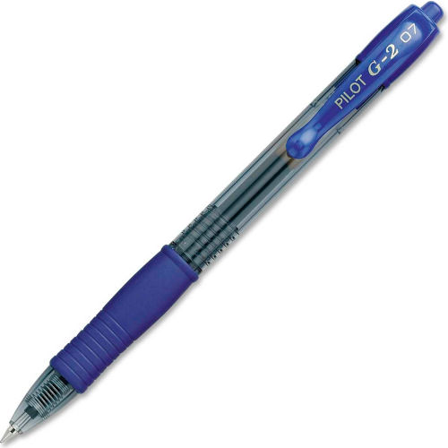 Pilot&#174; G2 Gel Retractable Rollerball Pen, Fine, 0.7mm, Blue Ink, Dozen