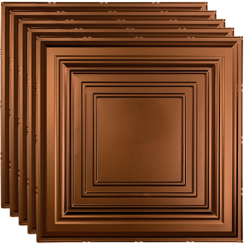 Fasade Traditional Syle # 3 - 23-3/4" x 23-3/4" PVC Lay In Tile in Oil Rubbed Bronze - PL5426
