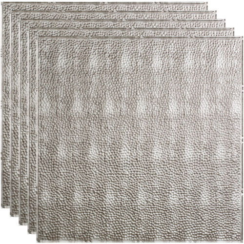 Fasade Border Fill - 23-3/4" x 23-3/4" PVC Lay In Tile in Crosshatch Silver - PL5921