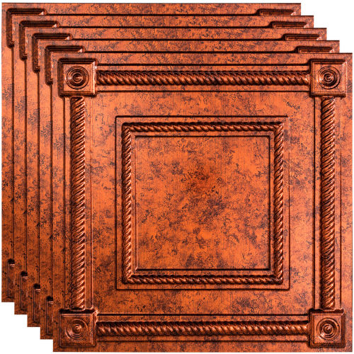 Fasade Coffer - 23-3/4" x 23-3/4" PVC Lay In Tile in Moonstone Copper - PL6118