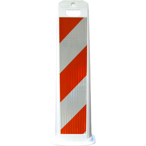 Plasticade Vertical Panel Channelizer Barricade W/ Oversized Handle, White, Engineer Grade Sheets