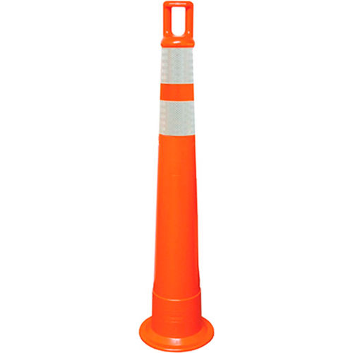 Plasticade Watchtower 42&quot; Plastic Stacker Orange Cone With Handle, 2 Reflective White Stripes