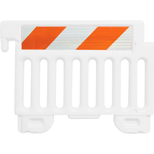 CSP-SW38-W-HIPFRHL Strongwall ADA Compliant Plastic Barricade, Hi Intensity Prismatic Striped Sheets