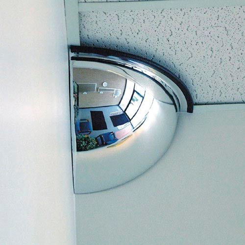 Quarter Dome Polycarbonate Mirror, Indoor, 26" Dia., 90° Viewing Angle