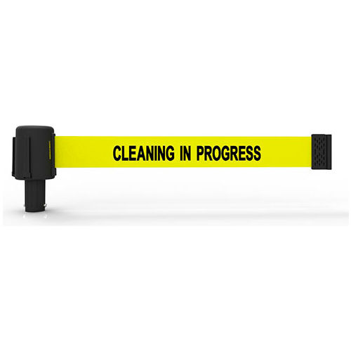 Banner Stakes PL4110 - PLUS Wall Mount Set, Yellow "Cleaning In Progress" Banner