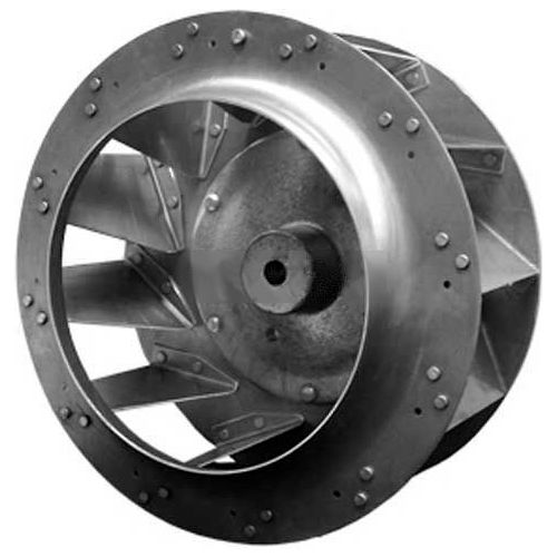 Backward Incline Centrifugal Wheel, Rated 3450 RPM, Riveted, Aluminum, 10-5/8&quot; Dia., 4-13/16&quot;W