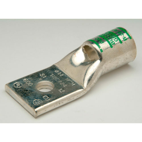 Penn-Union BLU1/0S1, Cu Compress. Lug Std Barrel 1 Hole w/Inspect. Window 1/0 AWG 3/8" Stud Pink - Pkg Qty 10