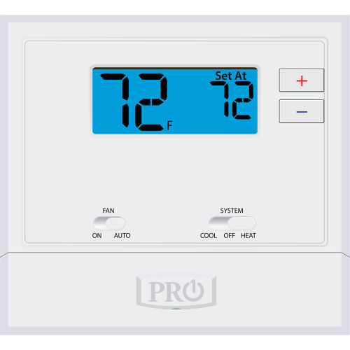 PRO1 IAQ Low Voltage Thermostat, NonProgrammable, 1H/1C, Single Stage